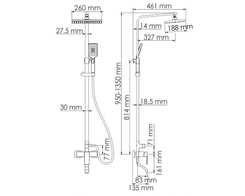 A16501 Душевой комплект со смесителем WasserKRAFT