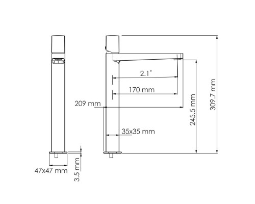 Nuthe 9103H Смеситель для умывальника WasserKRAFT