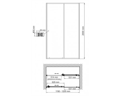 Dill 61S05 Душевая дверь WasserKRAFT 120x200