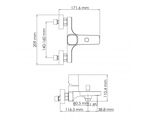 Naab 8601 Смеситель для ванны и душа WasserKRAFT