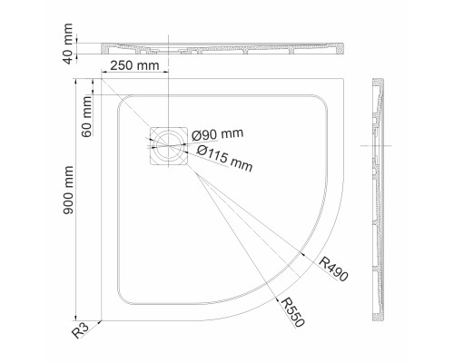 Neime 19T01 Душевой поддон WasserKRAFT 90x4x90