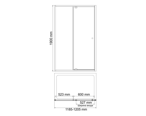Aula 11P05 Душевая дверь WasserKRAFT 120x190
