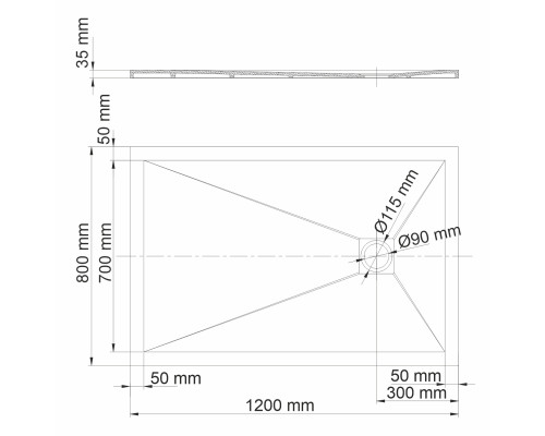 Dill 61T06 Душевой поддон WasserKRAFT 120x3,5x80