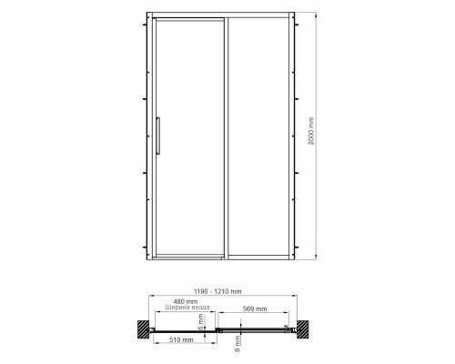 Lopau 32S05R Душевая дверь WasserKRAFT 120x200x90